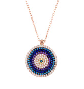 Stylish Design Evil Eye Rose Gold Colour 925 Sterling Silver Necklace studded with CZ